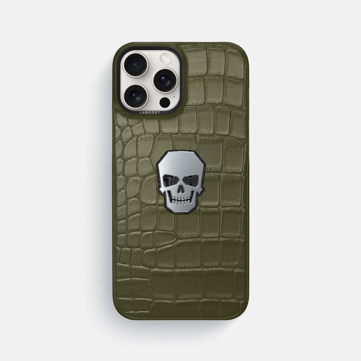 Kaki-Green iPhone 16 Pro Max Classic Case Alligator with Black Metal -1 | Kaki-Green-Black