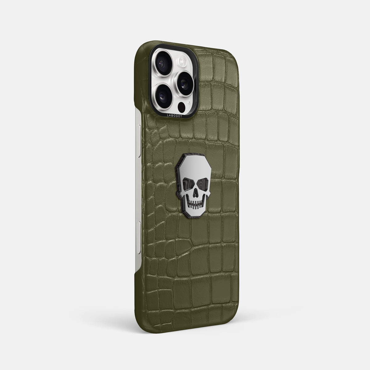 Kaki-Green iPhone 16 Pro Max Classic Case Alligator with Black Metal -2 | Kaki-Green-Black