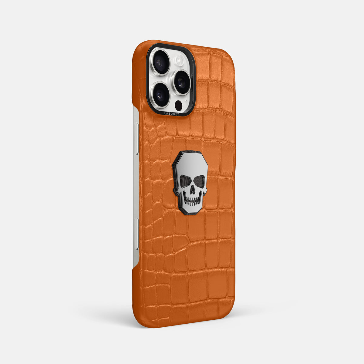 Orange iPhone 16 Pro Max Classic Case Alligator with Black Metal -2 | Orange-Black