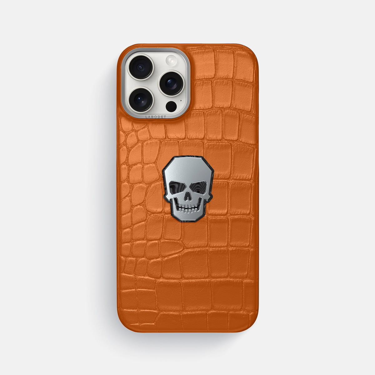 Orange iPhone 16 Pro Max Classic Case Alligator with Steel Metal -1 | Orange-Steel