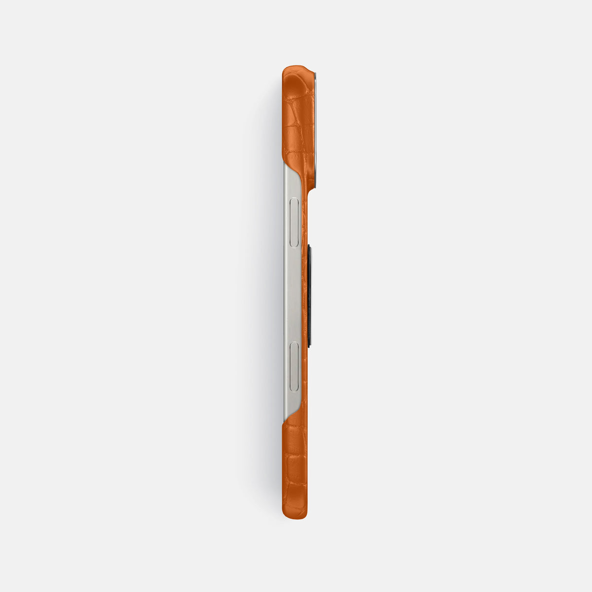 Orange iPhone 16 Pro Max Classic Case Alligator with Steel Metal -3 | Orange-Steel