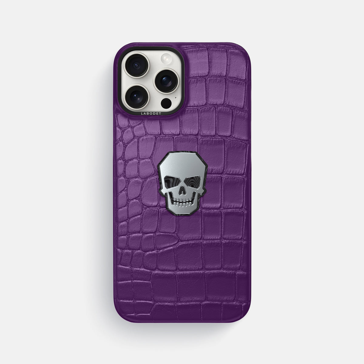 Purple iPhone 16 Pro Max Classic Case Alligator with Black Metal -1 | Purple-Black