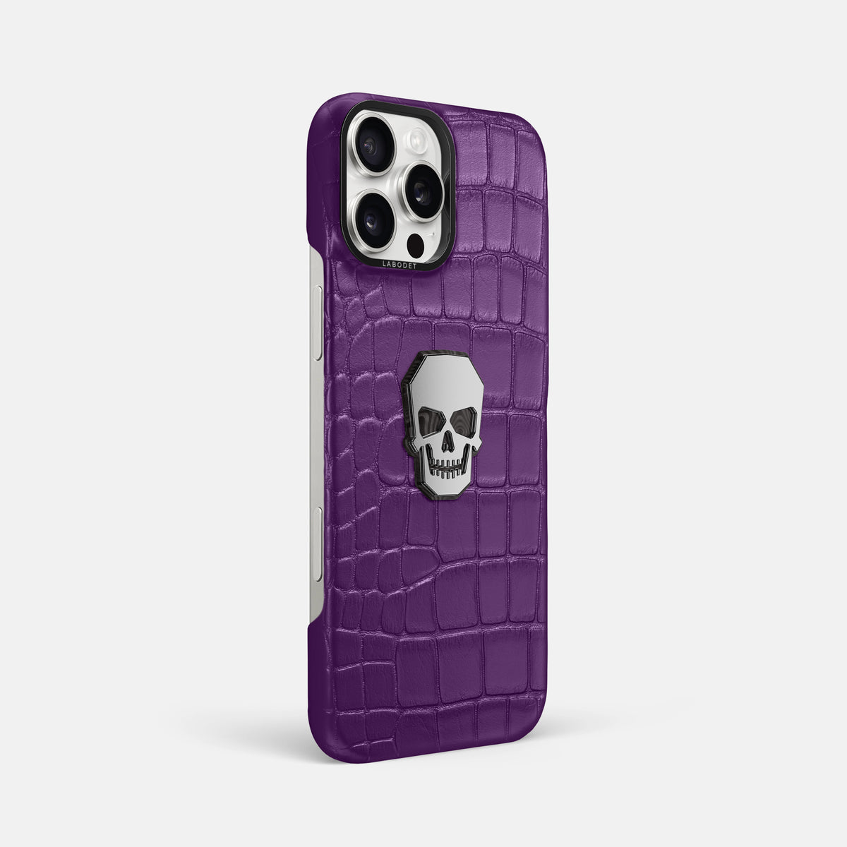 Purple iPhone 16 Pro Max Classic Case Alligator with Black Metal -2 | Purple-Black
