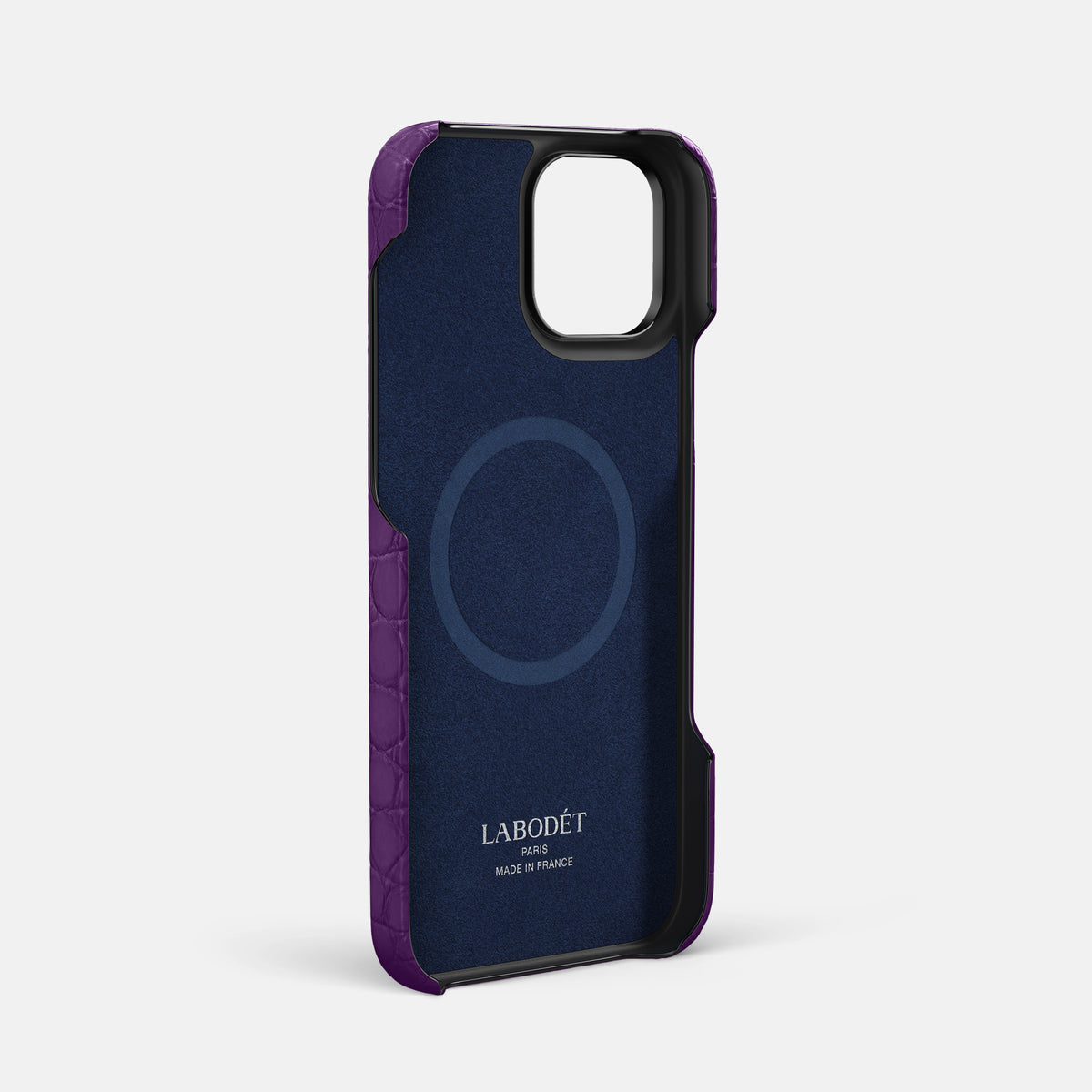 Purple iPhone 16 Pro Max Classic Case Alligator with Black Metal -4 | Purple-Black