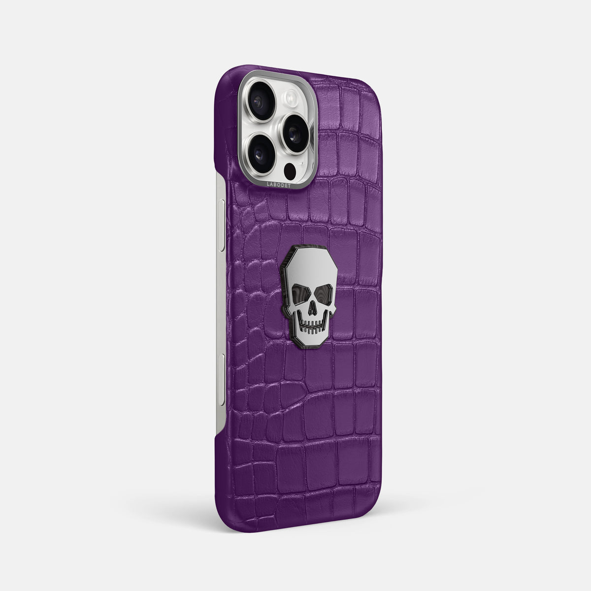 Purple iPhone 16 Pro Max Classic Case Alligator with Steel Metal -2 | Purple-Steel
