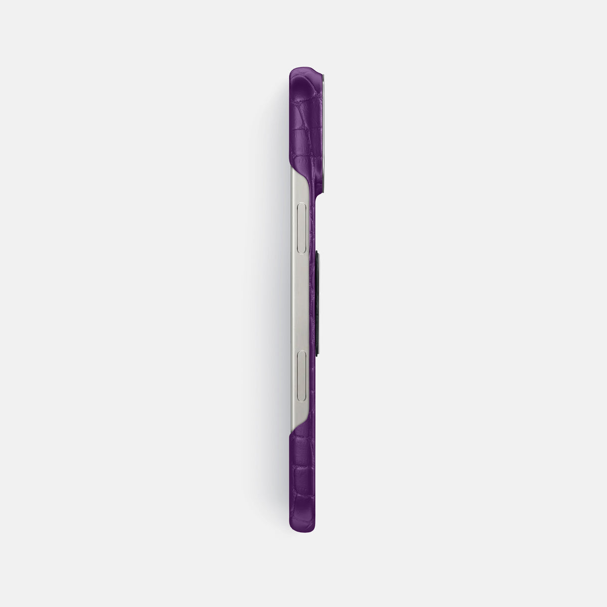Purple iPhone 16 Pro Max Classic Case Alligator with Steel Metal -3 | Purple-Steel