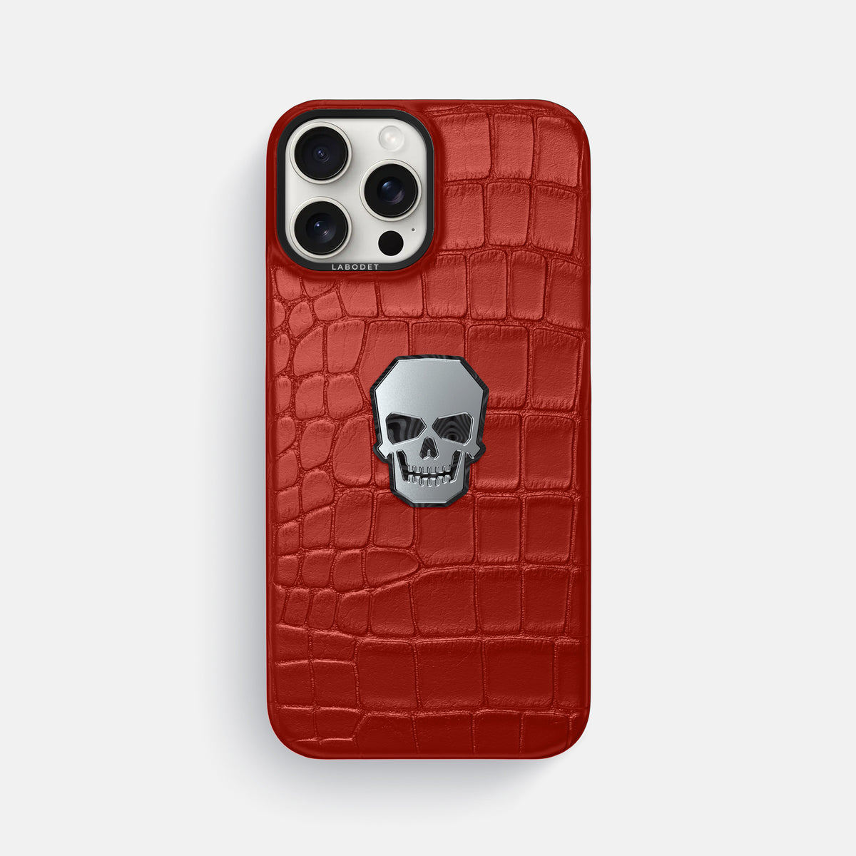 Red iPhone 16 Pro Max Classic Case Alligator with Black Metal -1 | Red-Black