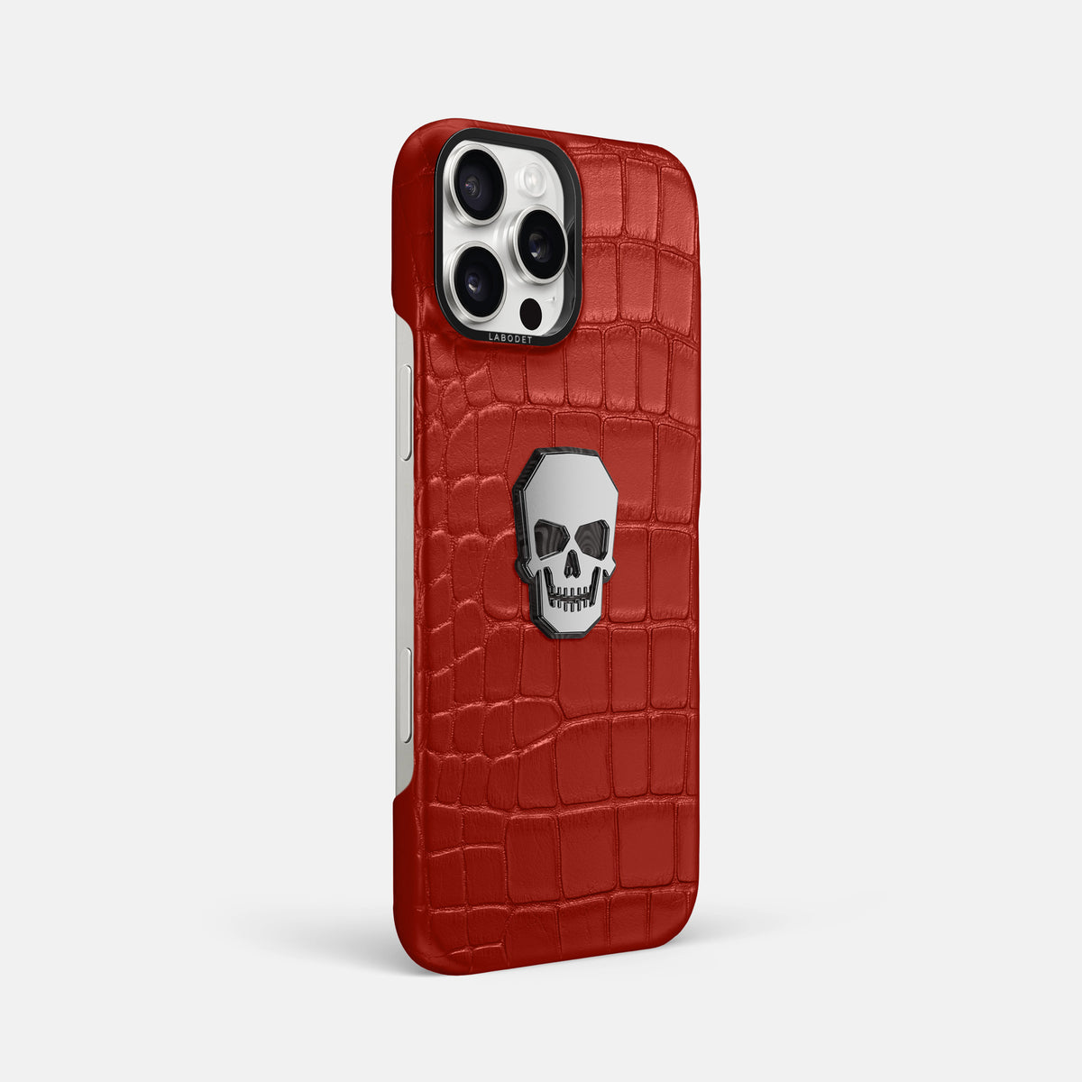Red iPhone 16 Pro Max Classic Case Alligator with Black Metal -2 | Red-Black