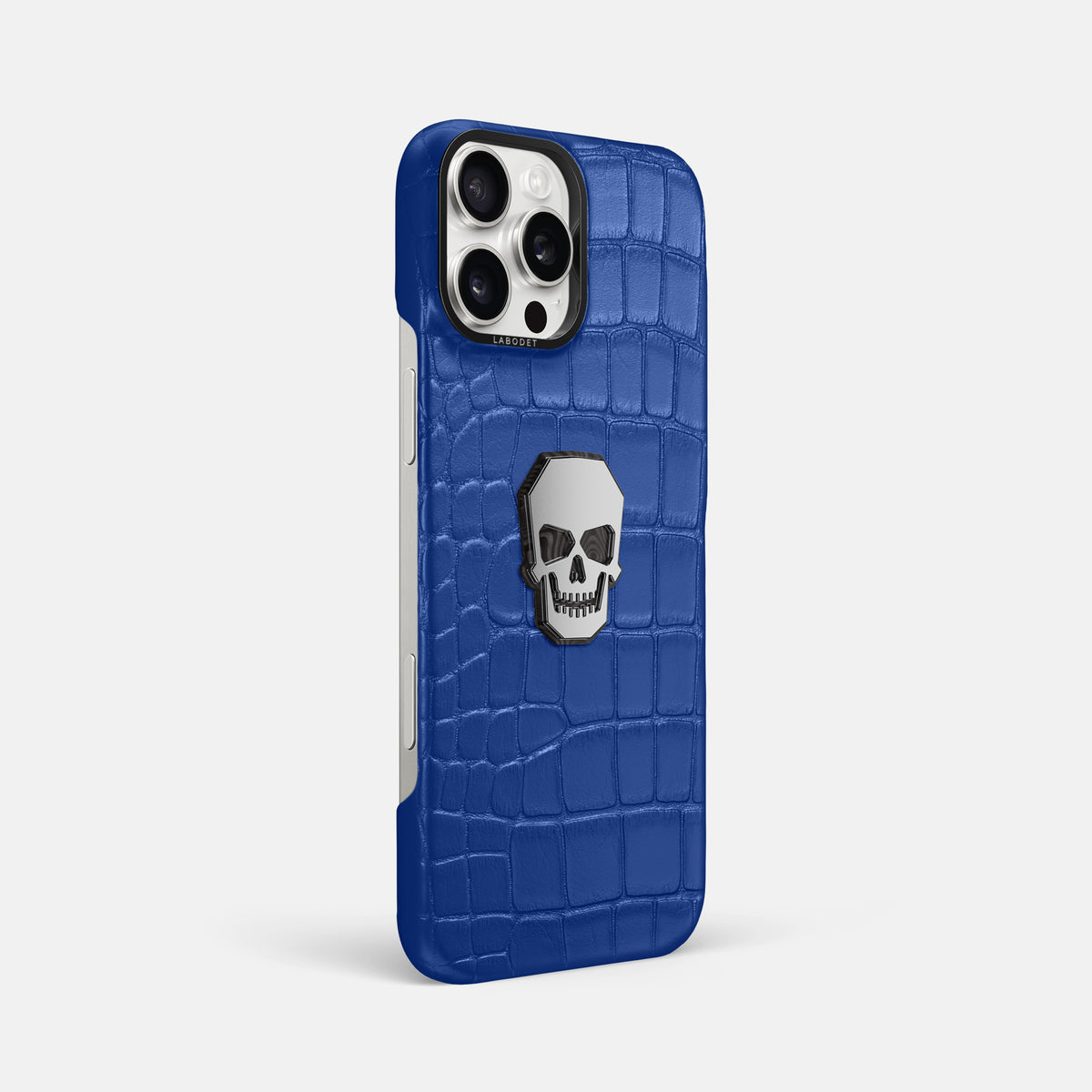 Royal Blue iPhone 16 Pro Max Classic Case Alligator with Black Metal -2 | Royal-Blue-Black