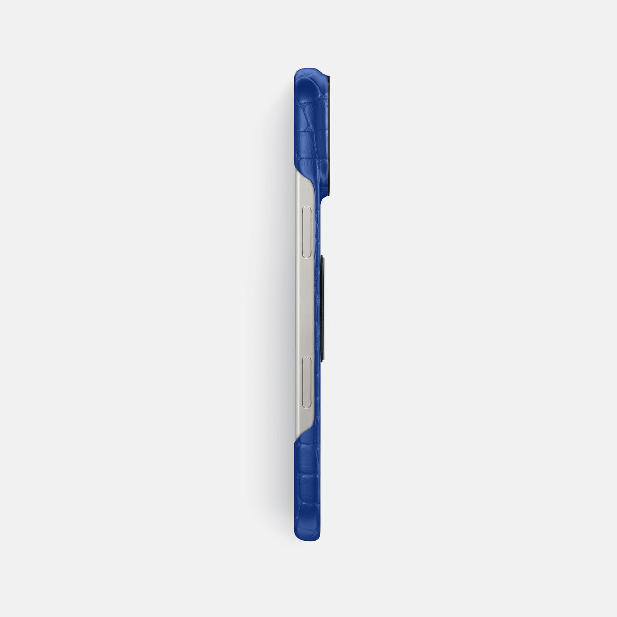 Royal Blue iPhone 16 Pro Max Classic Case Alligator with Black Metal -3 | Royal-Blue-Black