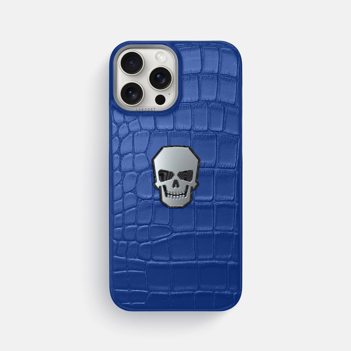 Royal Blue iPhone 16 Pro Max Classic Case Alligator with Steel Metal -1 | Royal-Blue-Steel