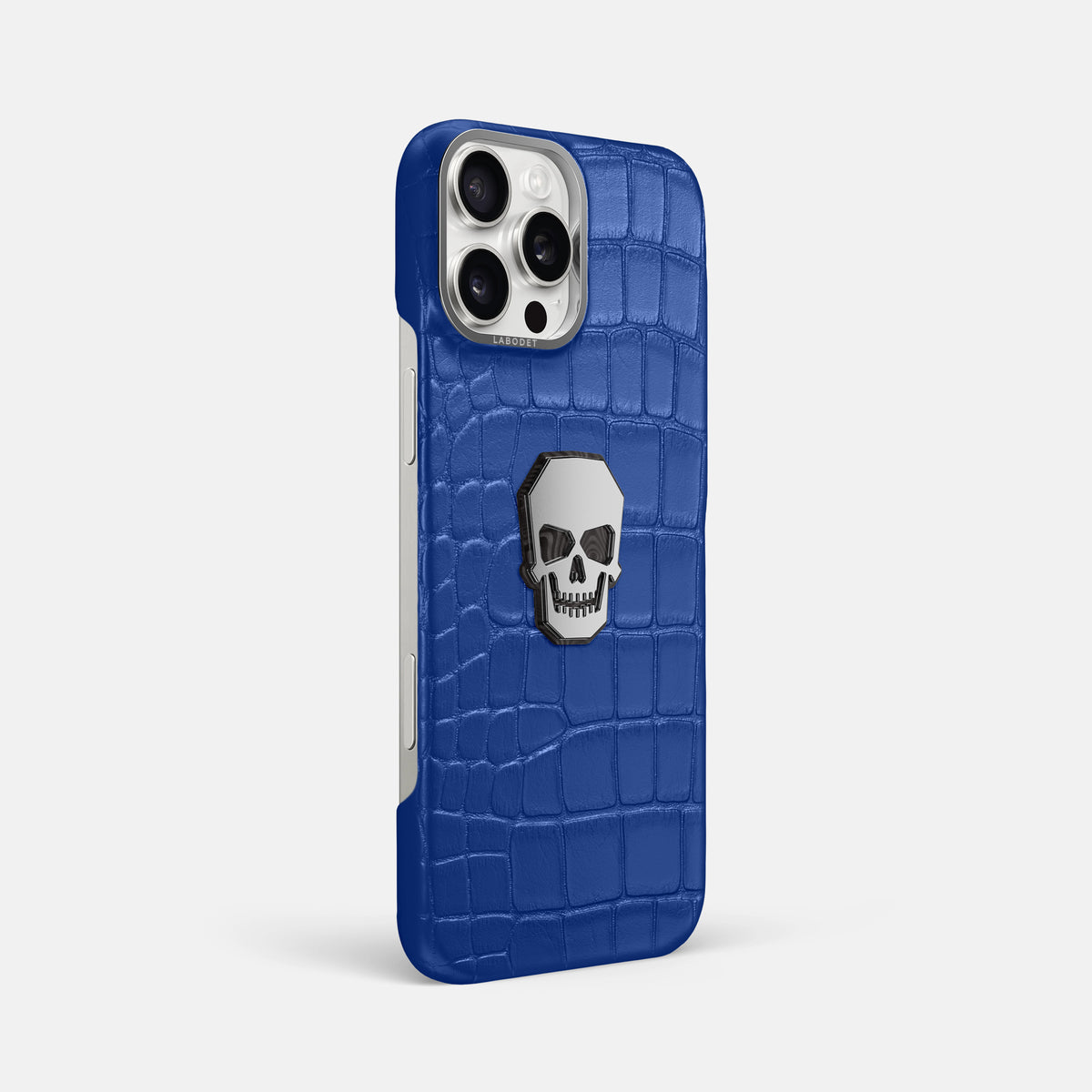 Royal Blue iPhone 16 Pro Max Classic Case Alligator with Steel Metal -2 | Royal-Blue-Steel