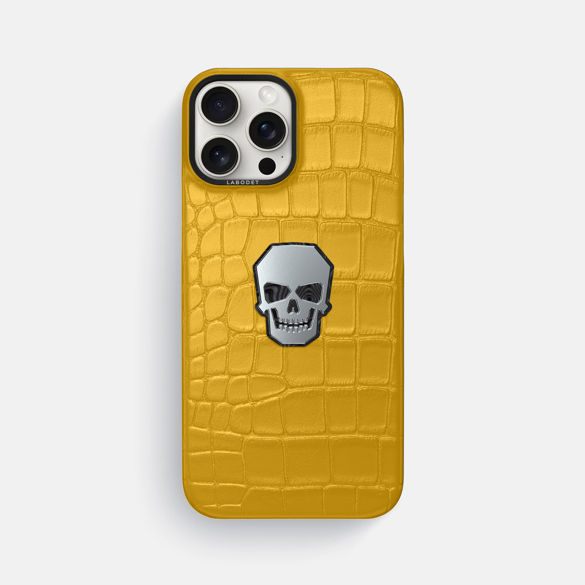 Yellow iPhone 16 Pro Max Classic Case Alligator with Black Metal -1 | Yellow-Black