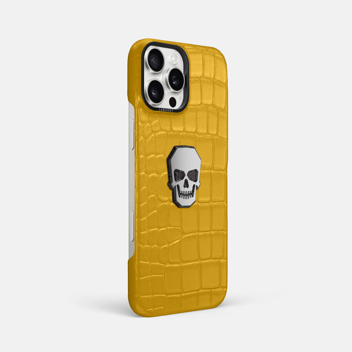 Yellow iPhone 16 Pro Max Classic Case Alligator with Black Metal -2 | Yellow-Black