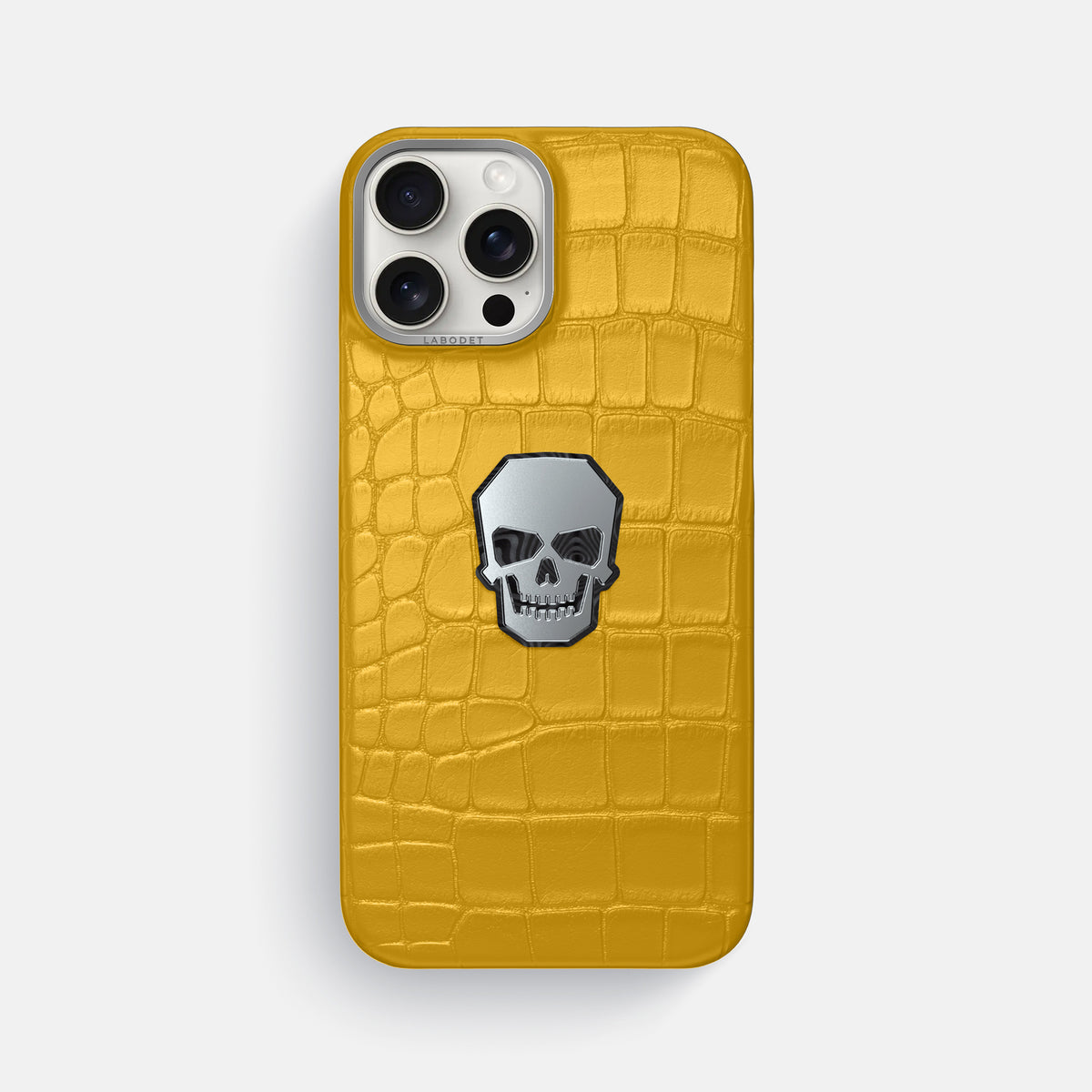 Yellow iPhone 16 Pro Max Classic Case Alligator with Steel Metal -1 | Yellow-Steel