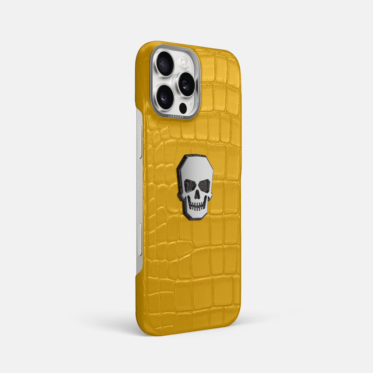 Yellow iPhone 16 Pro Max Classic Case Alligator with Steel Metal -2 | Yellow-Steel