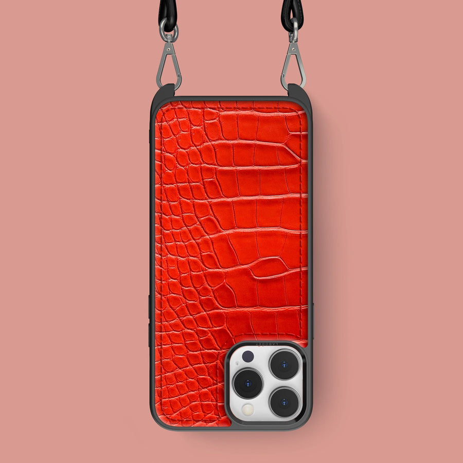 iPhone 15 Pro Max Crossbody Sport Case 1/1 Deep Coral Alligator
