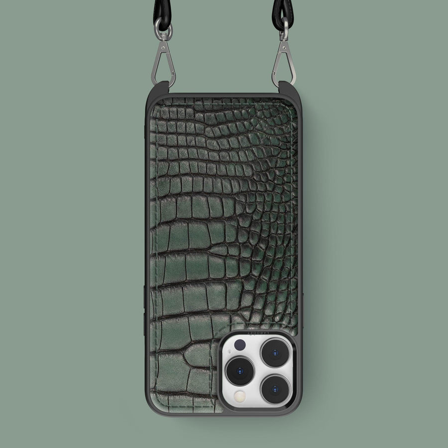 iPhone 15 Pro Max Crossbody Sport Case 1/1 Titanium Alligator