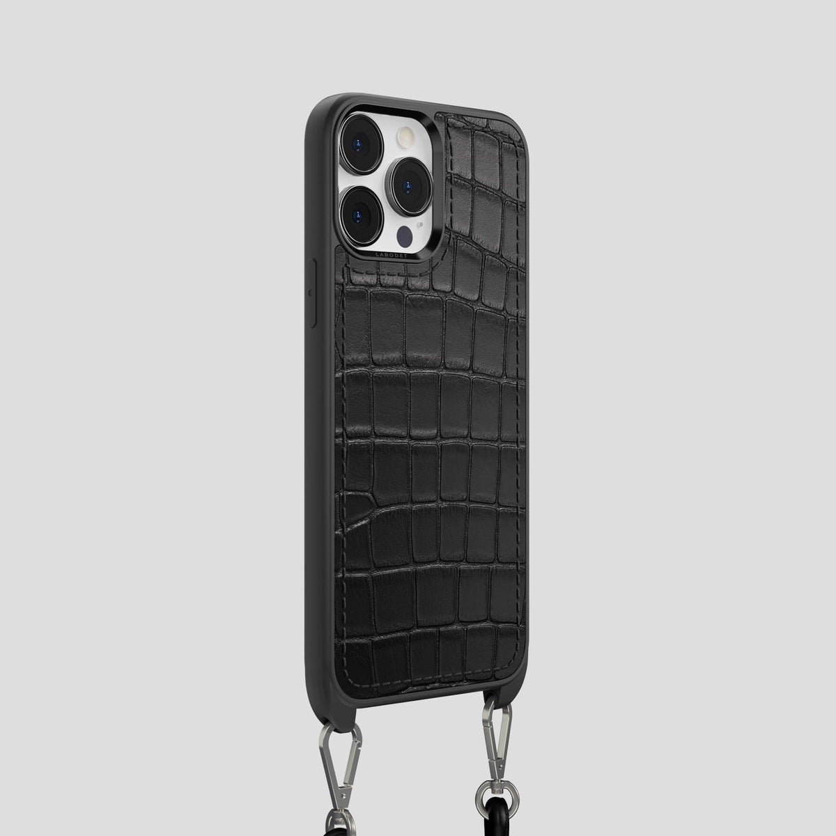 Black iPhone 14 Pro Crossbody Sport Case Alligator -2 | Black