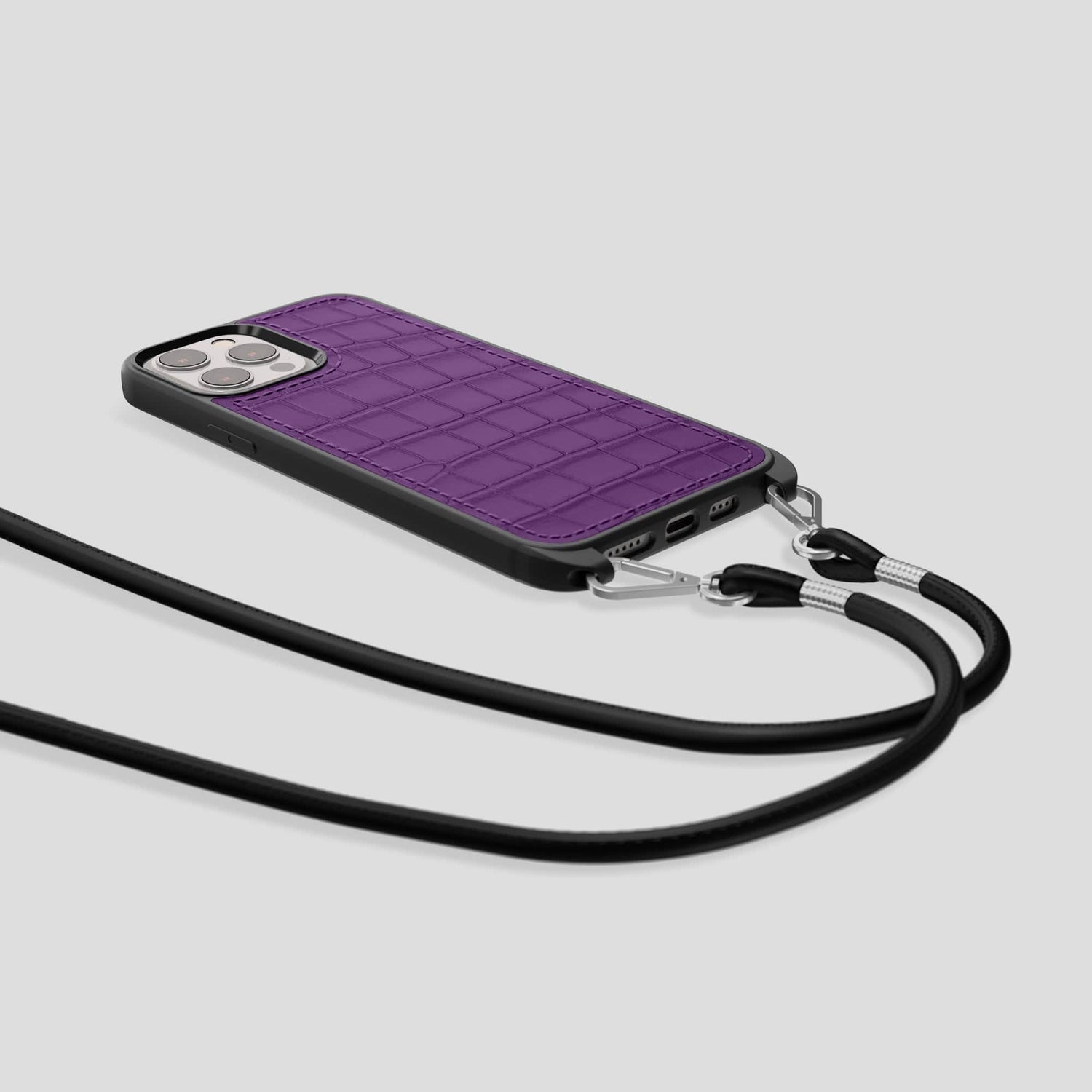 Purple iPhone 14 Pro Crossbody Sport Case Alligator -6 | Purple