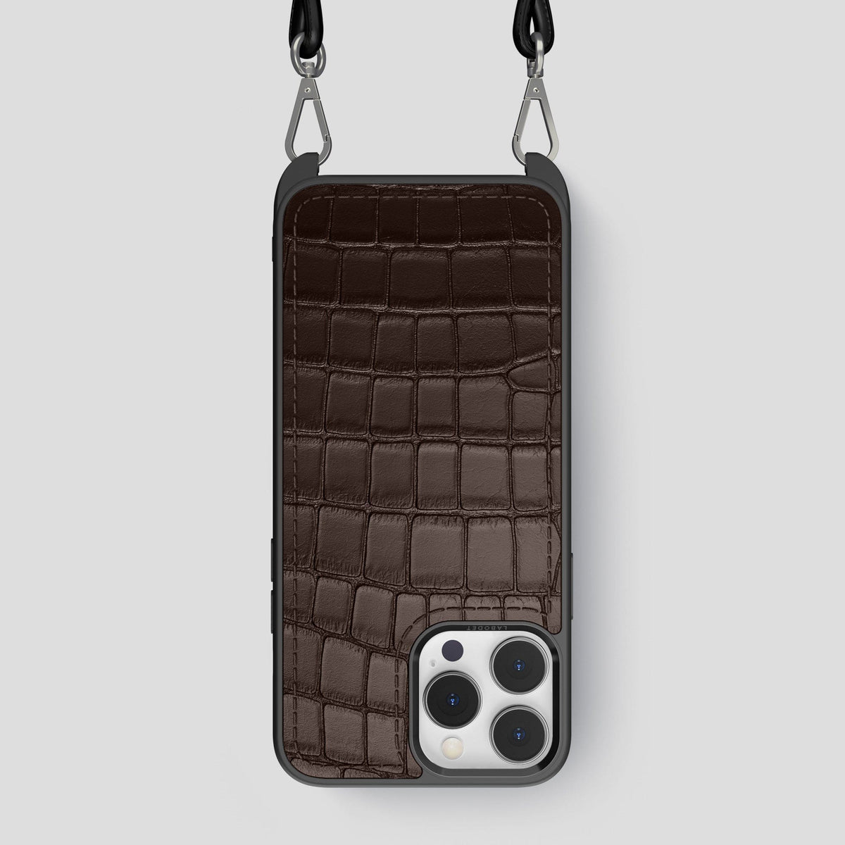 Dark Brown iPhone 14 Pro Max Crossbody Sport Case Alligator -1 | Dark-Brown