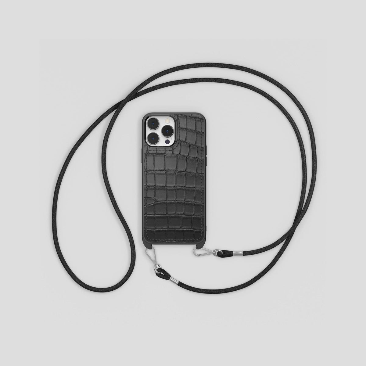 Grey iPhone 14 Pro Max Crossbody Sport Case Alligator -7 | Grey