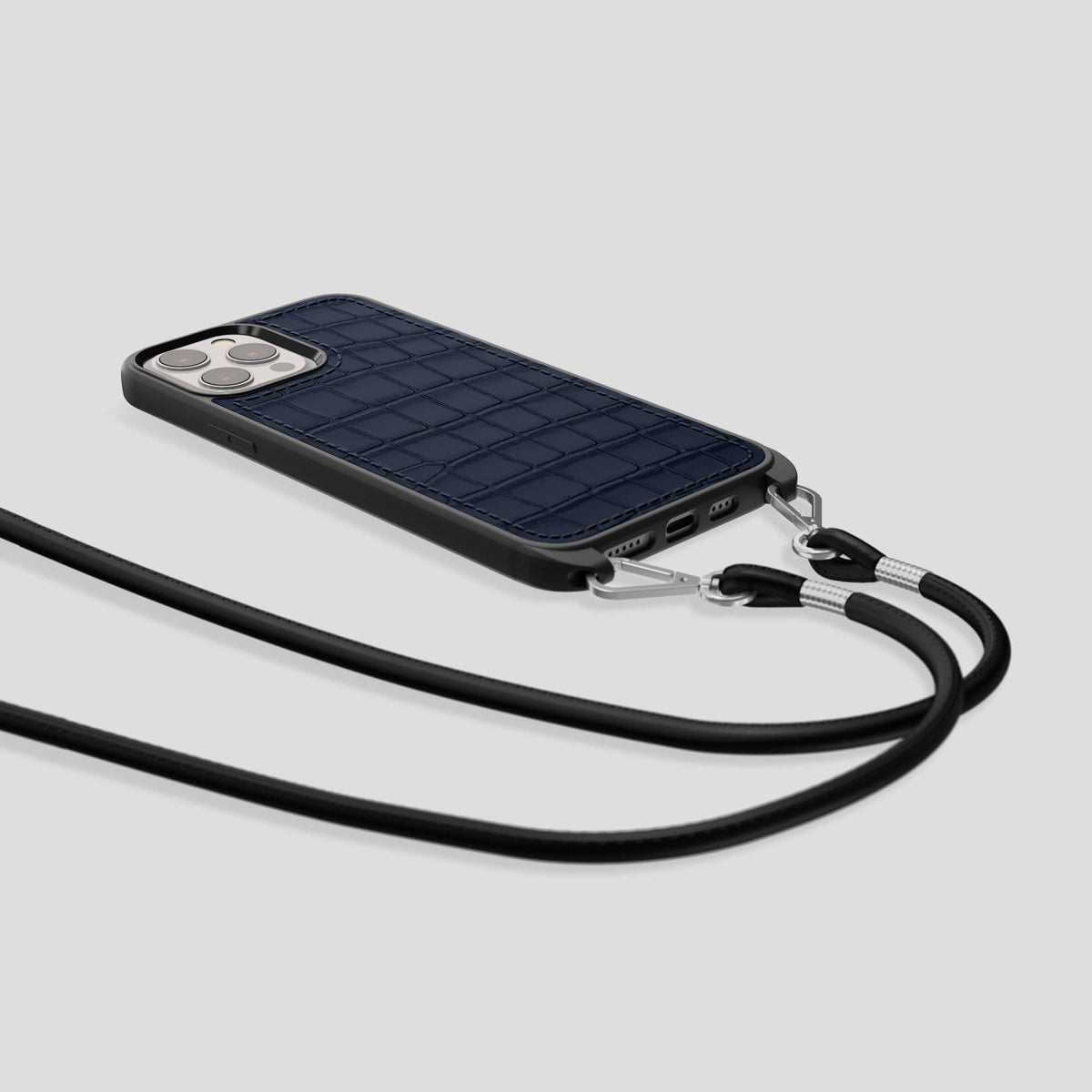 Navy Blue iPhone 14 Pro Max Crossbody Sport Case Alligator -6 | Navy-Blue