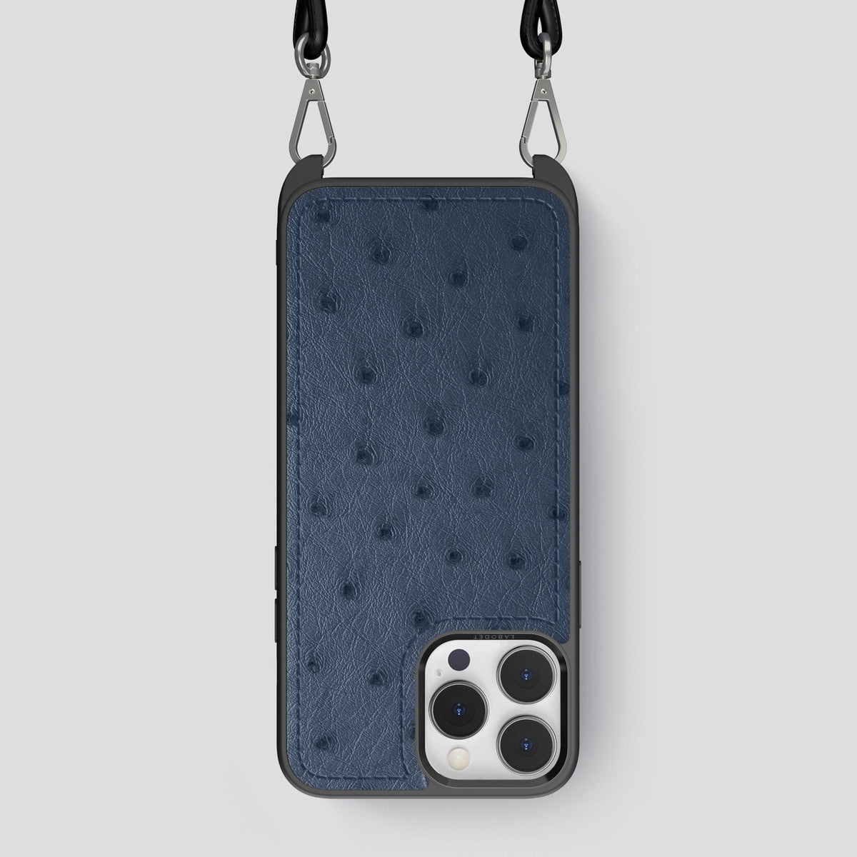Navy-Blue iPhone 15 Pro Max Crossbody Case Ostrich -1 | Navy-Blue