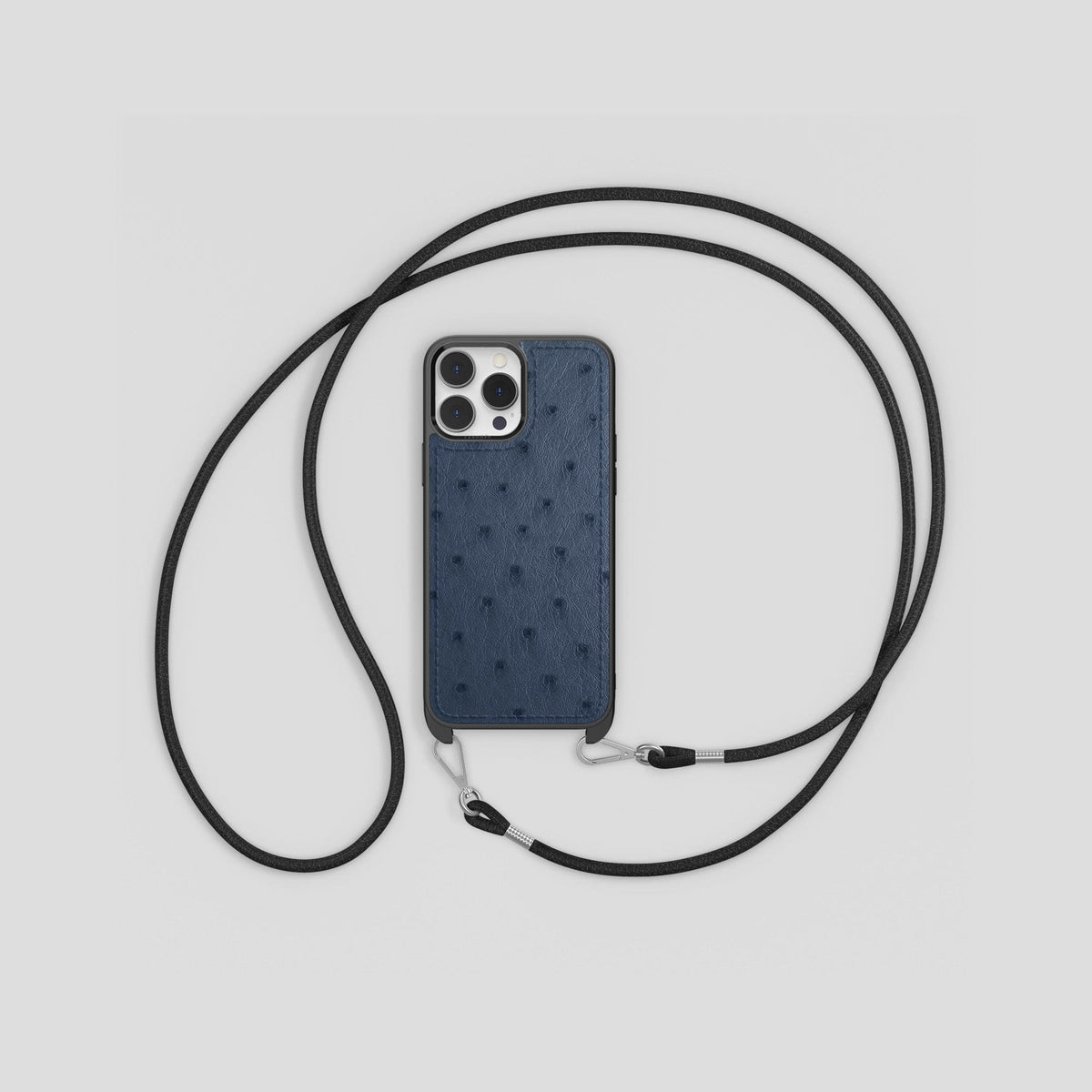 Navy-Blue iPhone 15 Pro Max Crossbody Case Ostrich -6 | Navy-Blue