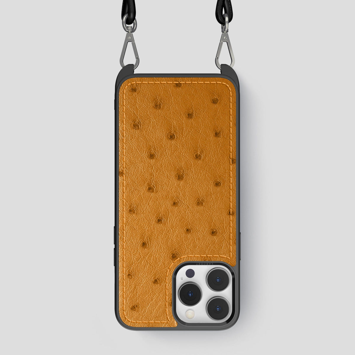 Chestnut iPhone 15 Pro Max Crossbody Case Ostrich -1 | Chestnut