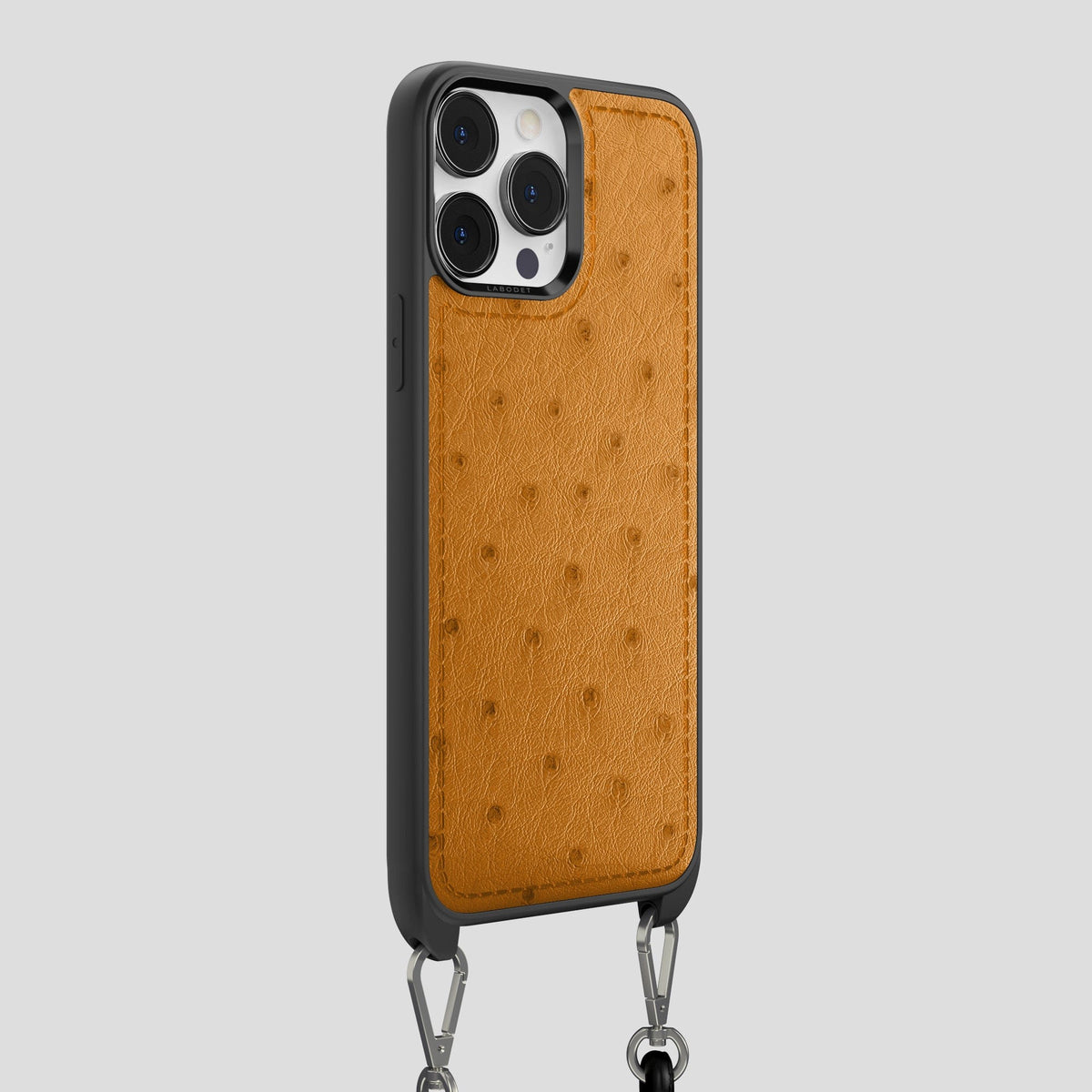 Chestnut iPhone 15 Pro Max Crossbody Case Ostrich -1 | Chestnut