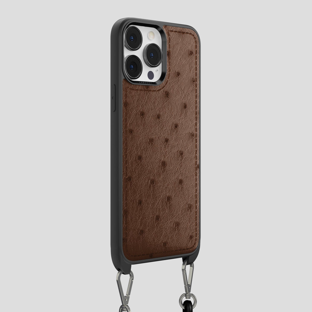 Chocolate iPhone 15 Pro Max Crossbody Case Ostrich -2 | Chocolate