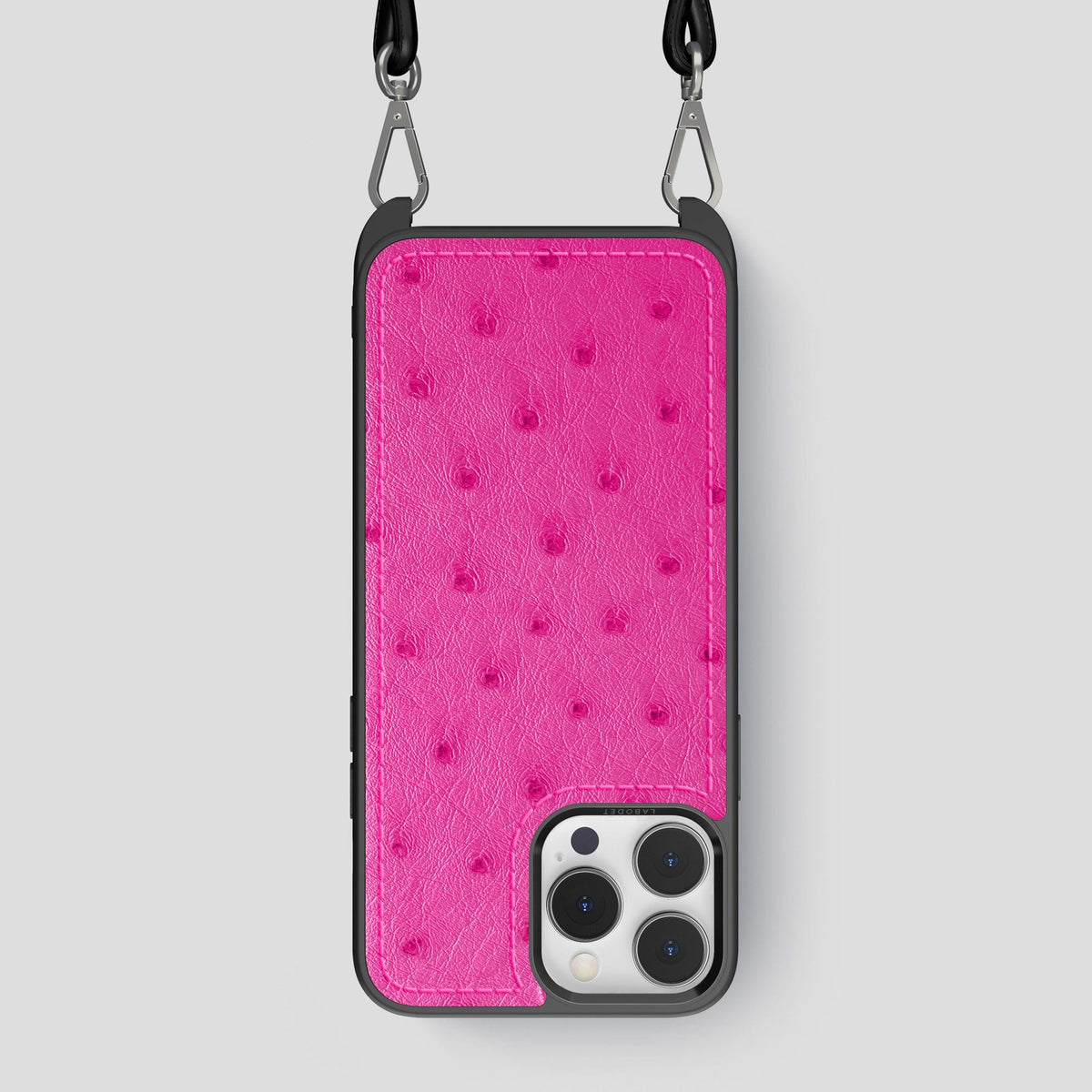 Fuchsia iPhone 15 Pro Max Crossbody Case Ostrich -1 | Fuchsia