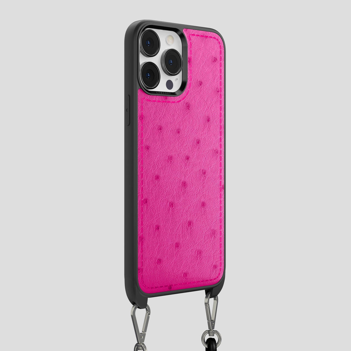 Fuchsia iPhone 15 Pro Max Crossbody Case Ostrich -2 | Fuchsia