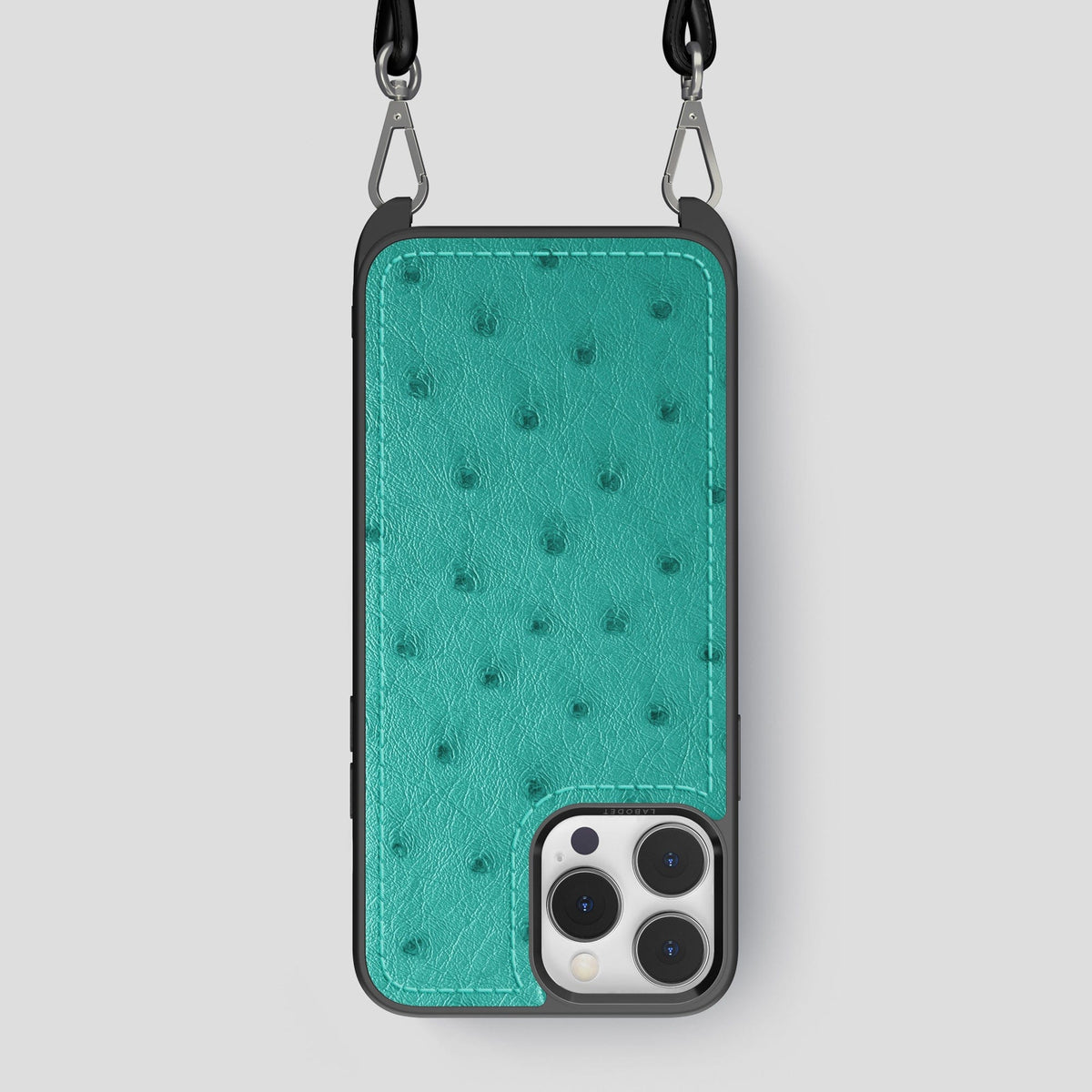 Turquoise iPhone 15 Pro Max Crossbody Case Ostrich -1 | Turquoise