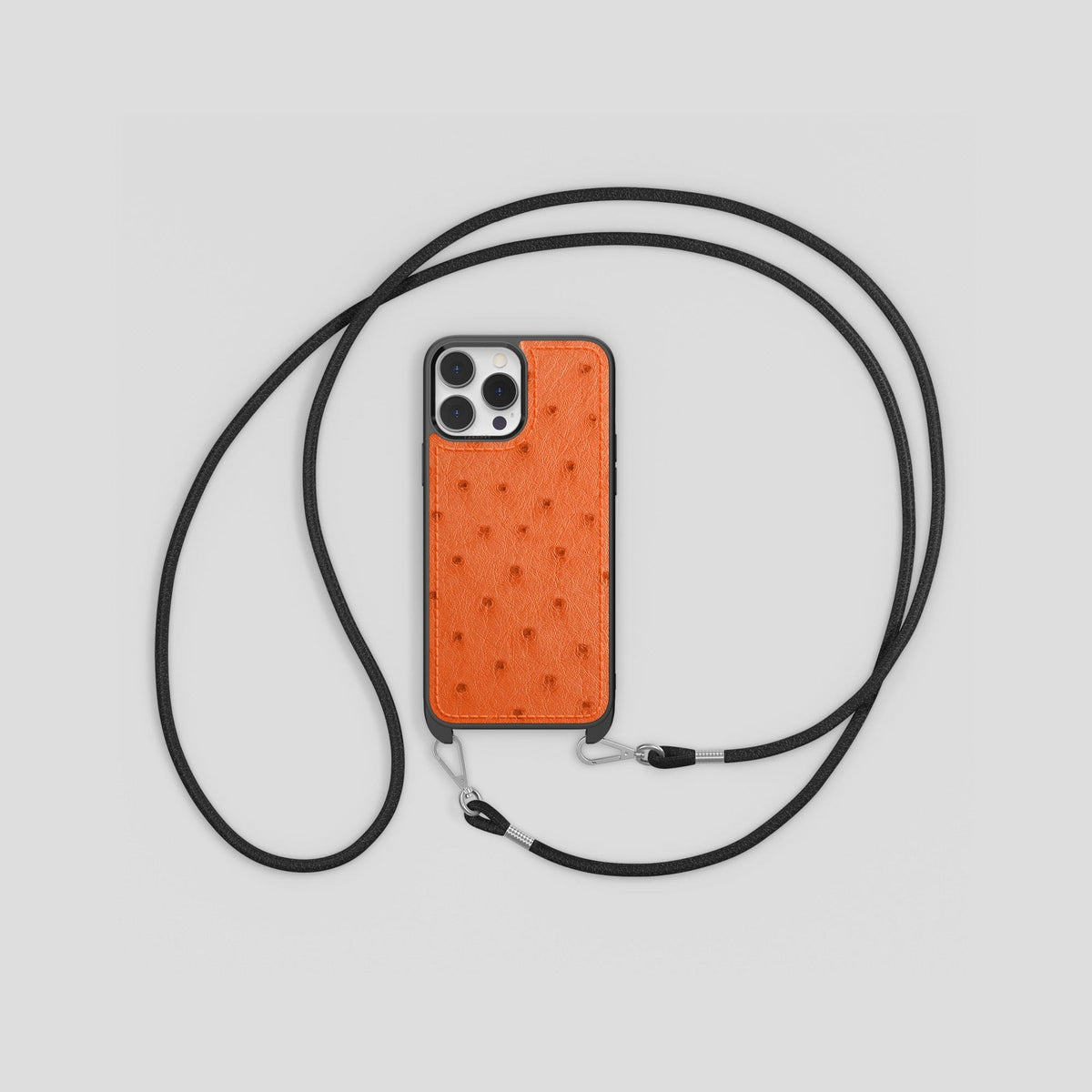 Orange iPhone 15 Pro Max Crossbody Case Ostrich -6 | Orange