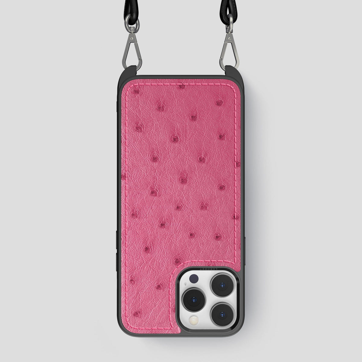 Petal-Pink iPhone 15 Pro Max Crossbody Case Ostrich -1 | Petal-Pink
