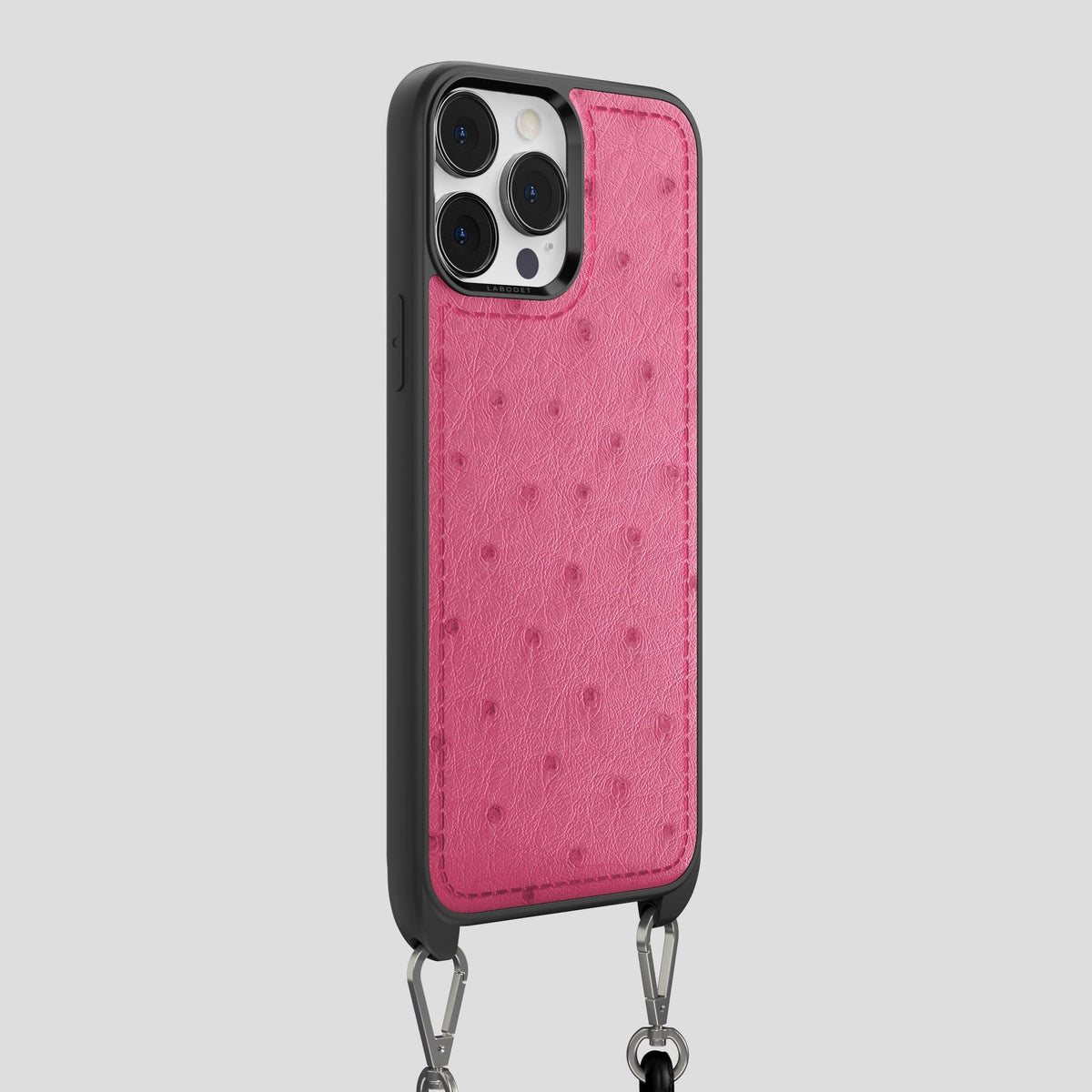 Petal-Pink iPhone 15 Pro Max Crossbody Case Ostrich -2 | Petal-Pink