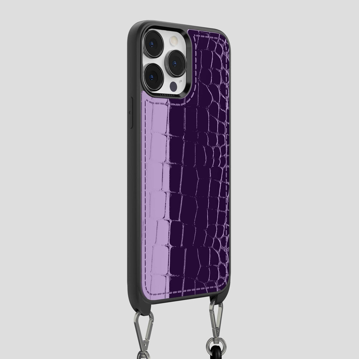 Purple iPhone 14 Pro Max Crossbody Sport Case Shiny Alligator -2 | Purple