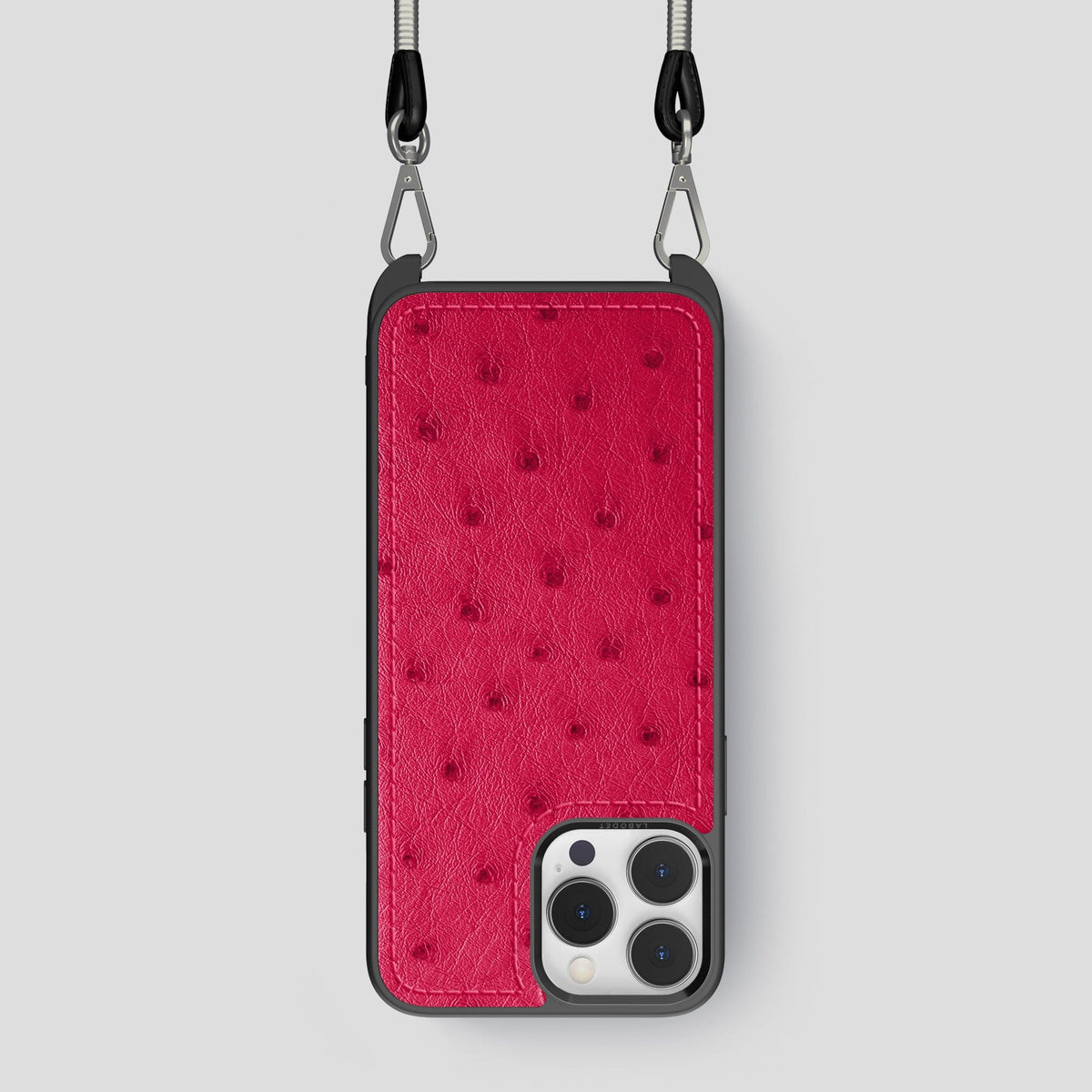 Bordeaux iPhone 15 Pro Crossbody Case Ostrich -1 | Bordeaux