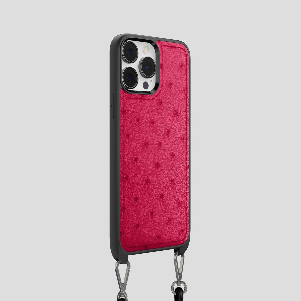 Bordeaux iPhone 15 Pro Crossbody Case Ostrich -2 | Bordeaux