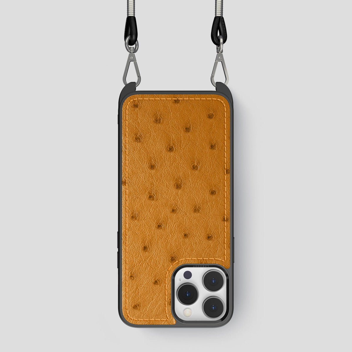 Chestnut iPhone 15 Pro Crossbody Case Ostrich -1 | Chestnut