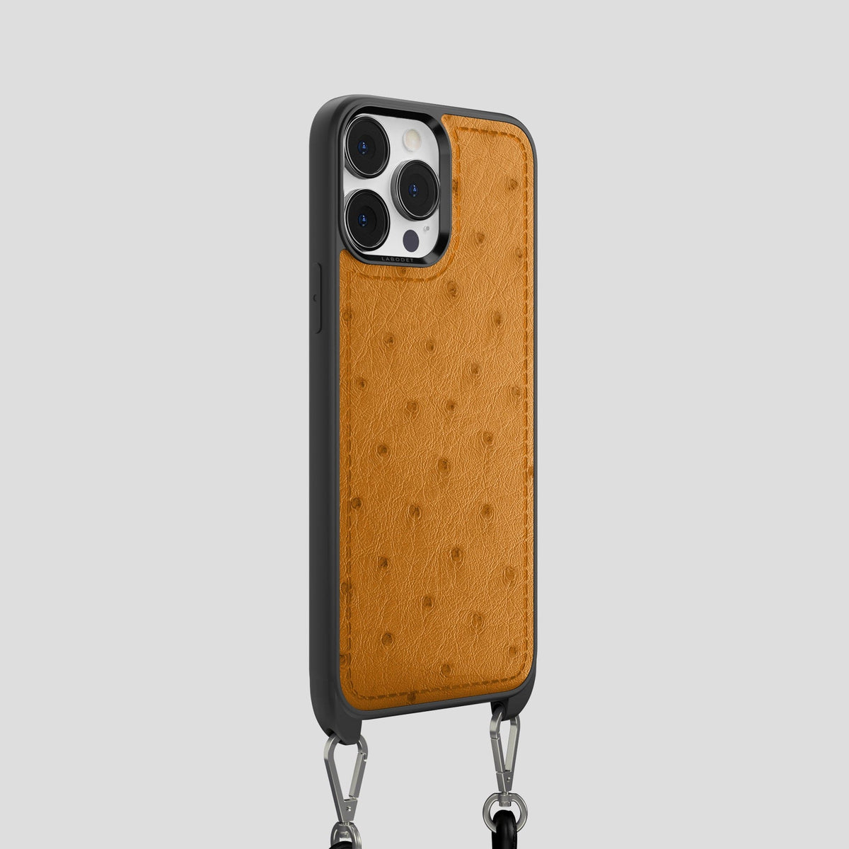 Chestnut iPhone 15 Pro Crossbody Case Ostrich -2 | Chestnut
