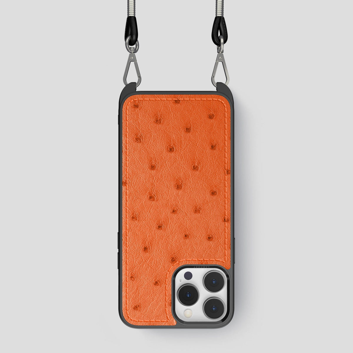 Orange iPhone 15 Pro Crossbody Case Ostrich -1 | Orange