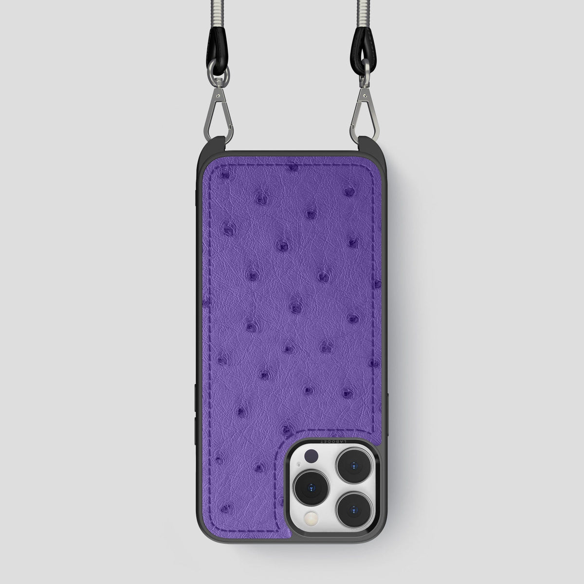 Purple iPhone 15 Pro Crossbody Case Ostrich -1 | Purple