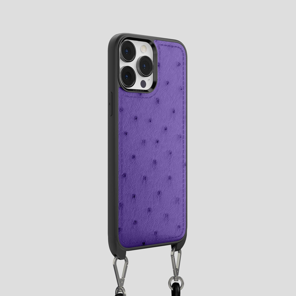 Purple iPhone 15 Pro Crossbody Case Ostrich -2 | Purple