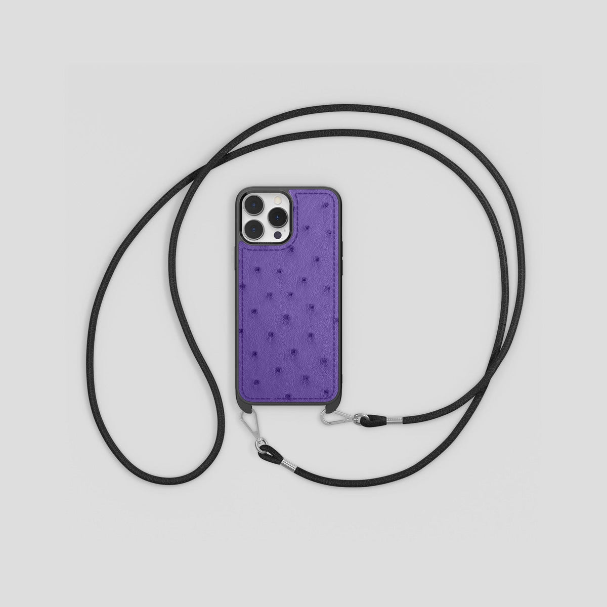Purple iPhone 15 Pro Crossbody Case Ostrich -6 | Purple