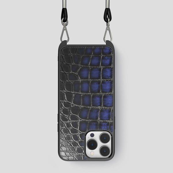Crossbody Sport Case For iPhone 15 Pro In Patina Alligator