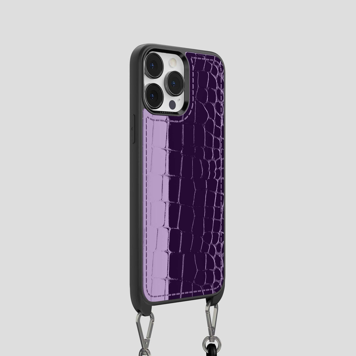 Purple iPhone 14 Pro Crossbody Sport Case Shiny Alligator -2 | Purple
