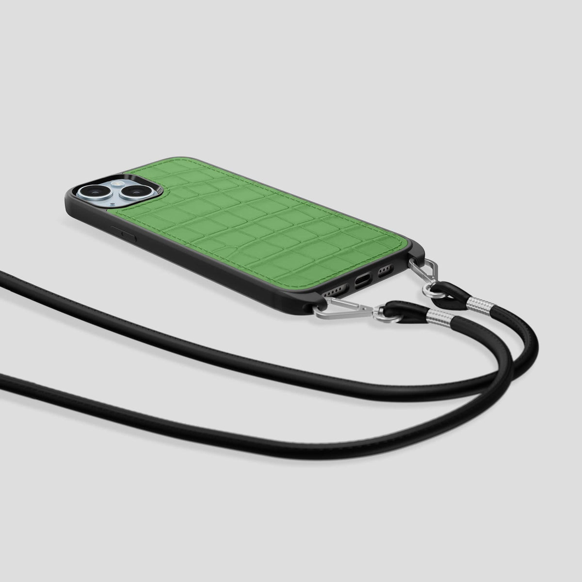 Apple-Green iPhone 15 Crossbody Sport Case Alligator -5 | Apple-Green